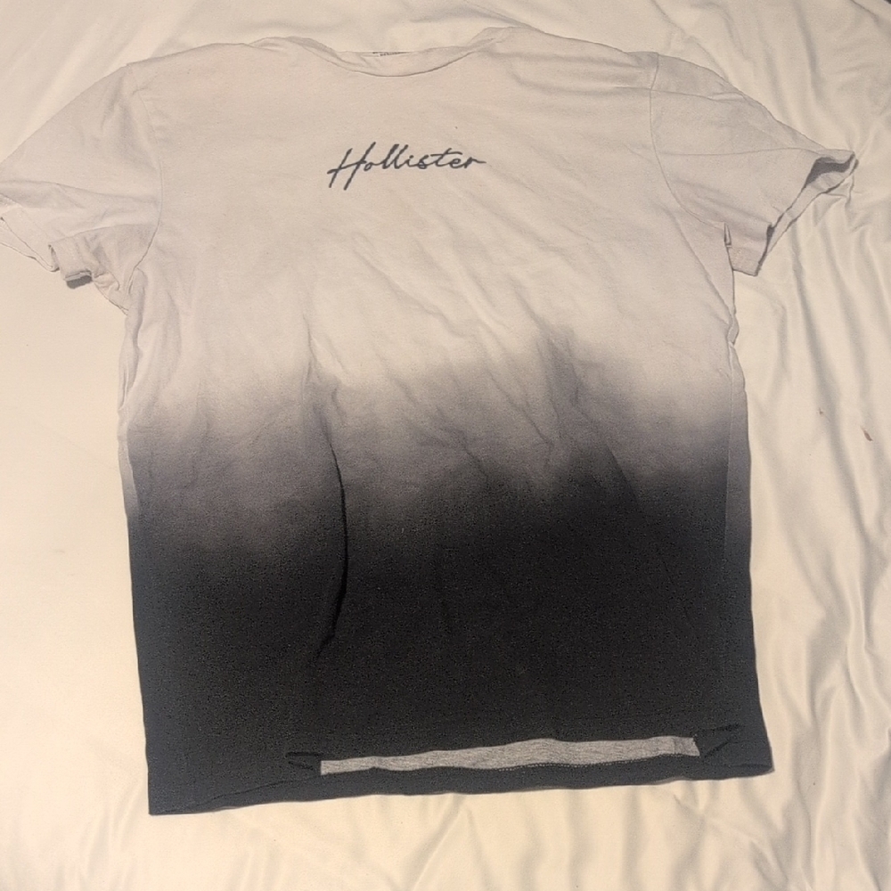 Hollister Men's Gray and White Gradient Tee